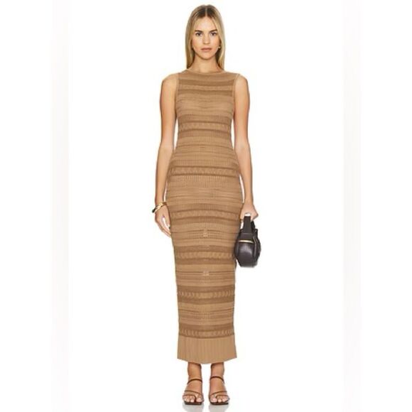 L'Academie Dresses & Skirts - L’Academie Yelina Open Stitch Midi Dress in brown